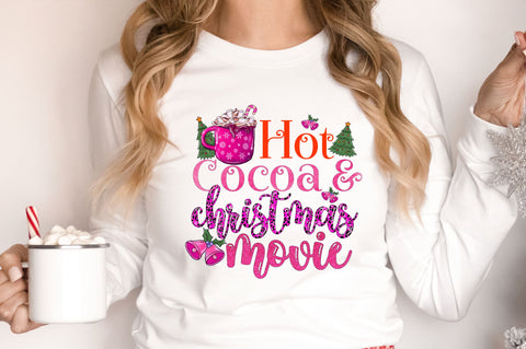 Hot cocoa & Christmas movie png design Sublimation Regulrcrative 