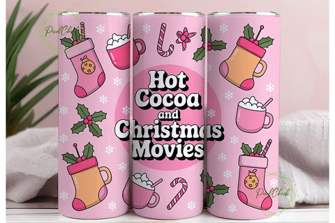 Hot Cocoa & Christmas Movies Tumbler Sublimation PixelChick 