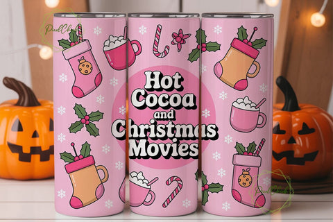 Hot Cocoa & Christmas Movies Tumbler Sublimation PixelChick 