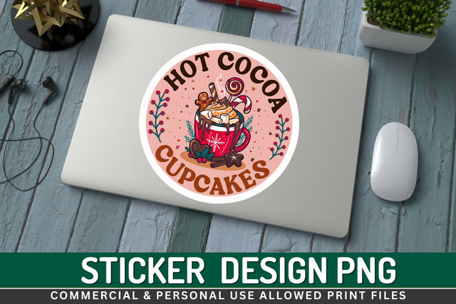 Hot cocoa cupcakes Sticker Design Sublimation Regulrcrative 