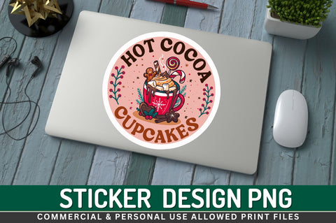 Hot cocoa cupcakes Sticker Design Sublimation Regulrcrative 