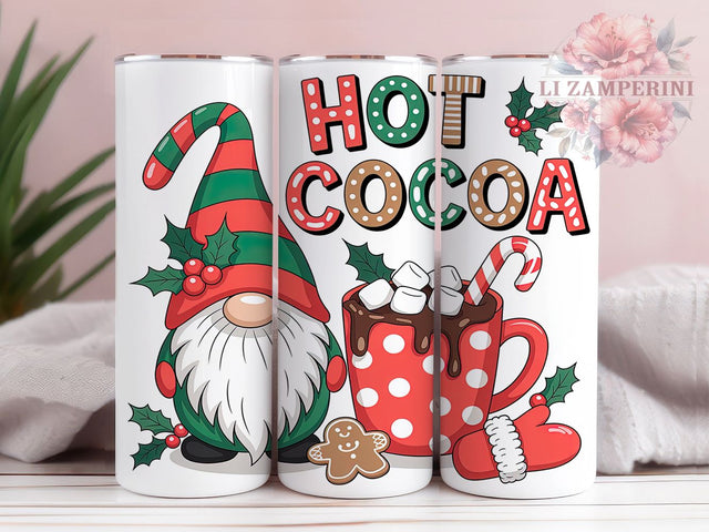 Hot Cocoa Gnome Christmas Tumbler, Christmas Cocoa Sublimation Design, Festive Holiday Cup Art, 20oz Xmas Tumbler, Whimsical Gnome Mug, Stylish Christmas Cup, Cozy Holiday Wrap Sublimation Li Zamperini 