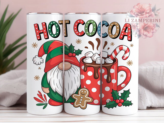 Hot Cocoa Gnome Christmas Tumbler, Christmas Cocoa Sublimation Design, Festive Holiday Cup Art, 20oz Xmas Tumbler, Whimsical Gnome Mug, Stylish Christmas Cup, Cozy Holiday Wrap Sublimation Li Zamperini 
