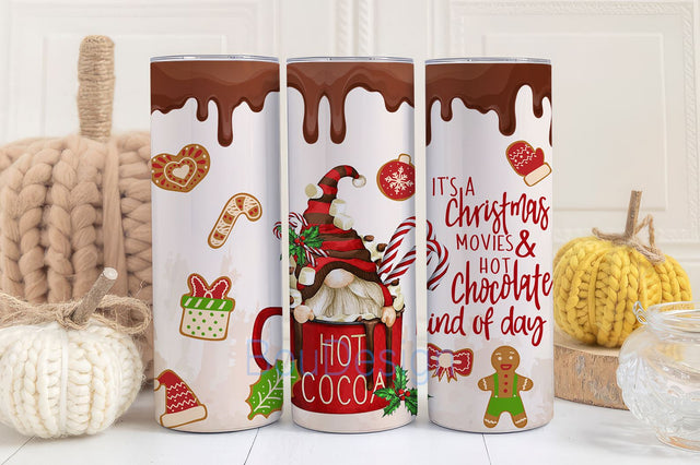 Hot cocoa gnome Christmas tumbler design png, Christmas Tumbler Wrap, Christmas Sublimation Design Sublimation BouDesign 