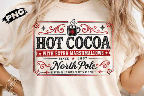 Hot Cocoa North Pole Christmas Retro PNG SVG DesignDestine 