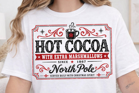 Hot Cocoa North Pole Christmas Retro PNG SVG DesignDestine 