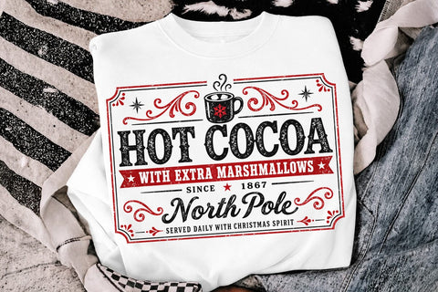 Hot Cocoa North Pole Christmas Retro PNG SVG DesignDestine 