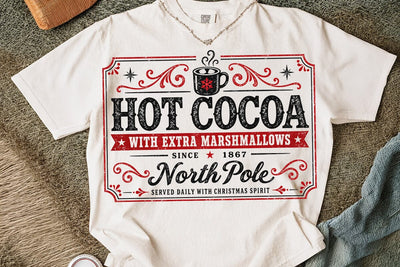 Hot Cocoa North Pole Christmas Retro PNG SVG DesignDestine 