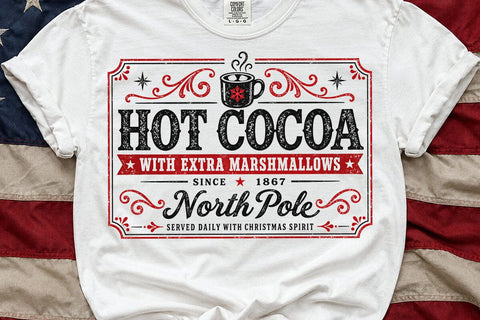 Hot Cocoa North Pole Christmas Retro PNG SVG DesignDestine 
