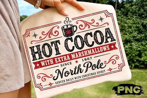 Hot Cocoa North Pole Christmas Retro PNG SVG DesignDestine 