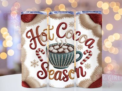 Hot Cocoa Season Christmas Tumbler, Christmas Embroidery Sublimation Design, Festive Holiday Cocoa Art, 20oz Christmas Tumbler, Whimsical Cocoa Mug, Cozy Embroidery Cup, Winter Holiday Wrap Sublimation SvggirlplusArt 