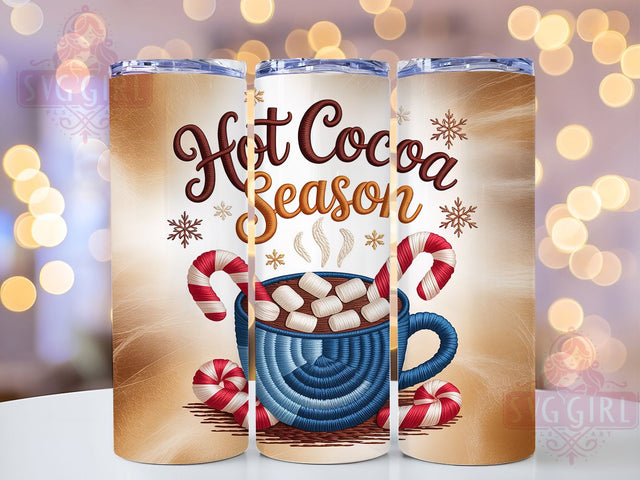 Hot Cocoa Season Christmas Tumbler, Christmas Embroidery Sublimation Design, Festive Holiday Cocoa Art, 20oz Christmas Tumbler, Whimsical Cocoa Mug, Cozy Embroidery Cup, Winter Holiday Wrap Sublimation SvggirlplusArt 