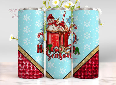 hot cocoa season, winter tumbler, Christmas tumbler, holiday tumbler Sublimation WillowSageDesign 
