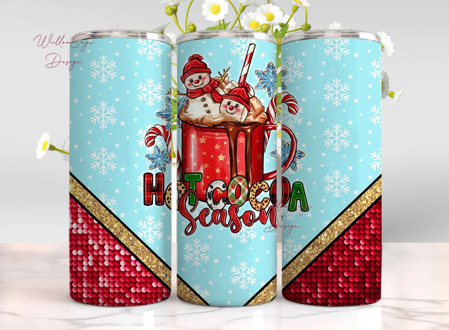 hot cocoa season, winter tumbler, Christmas tumbler, holiday tumbler Sublimation WillowSageDesign 