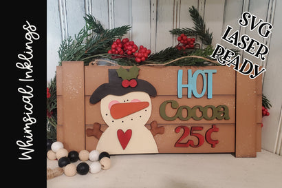 Hot Cocoa Snowman Sign SVG Whimsical Inklings 