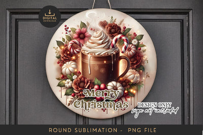 Hot Cocoa Sublimation PNG - Round Christmas Mug Art Sublimation BijouBay 