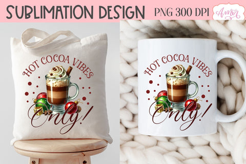Hot cocoa vibes sublimation PNG | Christmas cocoa PNG design Sublimation Amorclipart 