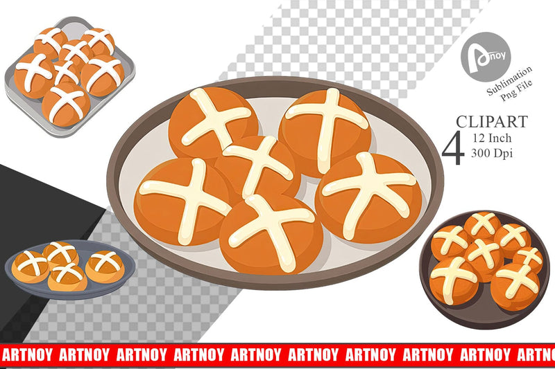 Hot Cross Buns Clipart Sublimation artnoy 