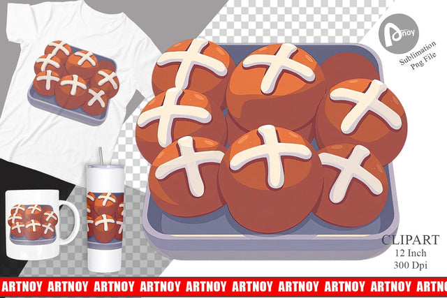 Hot Cross Buns Clipart Sublimation artnoy 