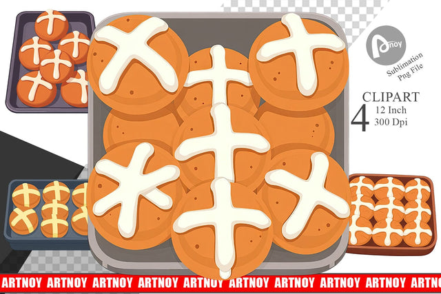 Hot Cross Buns Clipart Sublimation artnoy 
