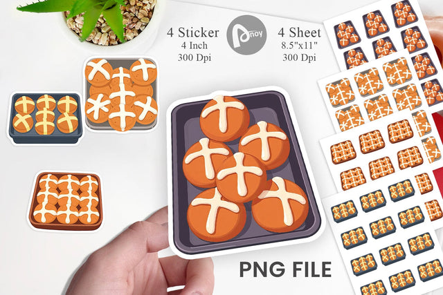 Hot Cross Buns Sticker Sublimation artnoy 