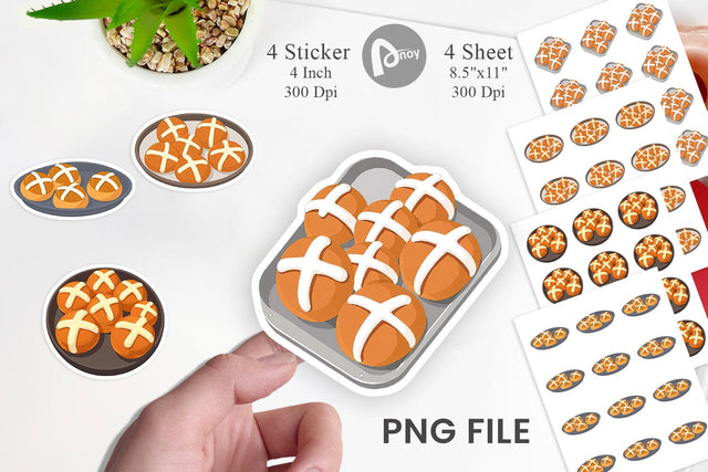 Hot Cross Buns Sticker Sublimation artnoy 