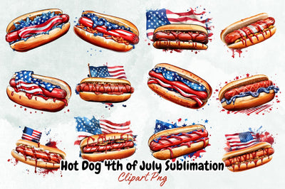 Hot Dog 4th of July Sublimation Clipart Bundle Sublimation Designangry 