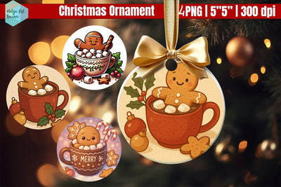 Hot drinks Christmas Ornaments PNG Sublimation Helga Art 