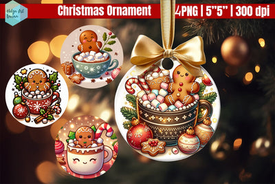Hot drinks Christmas Ornaments PNG Sublimation Helga Art 
