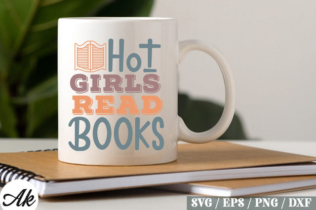 Hot Girls Read Books Retro Design SVG akazaddesign 