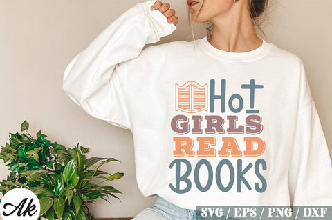 Hot Girls Read Books Retro Design SVG akazaddesign 