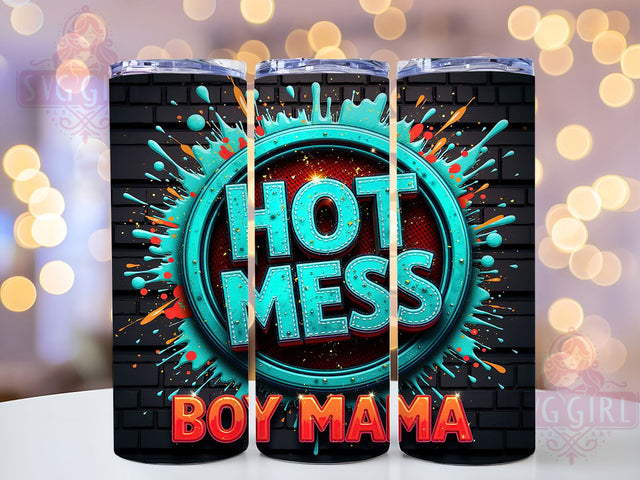 Hot Mess Boy Mama Tumbler Wrap, Boy Mom Hot Mess Tumbler, 20oz Tumbler Sublimation, Mom Life Tumbler, Chaos Coordinator Design, Funny Mom Tumbler, Tired Mom Aesthetic Sublimation SvggirlplusArt 