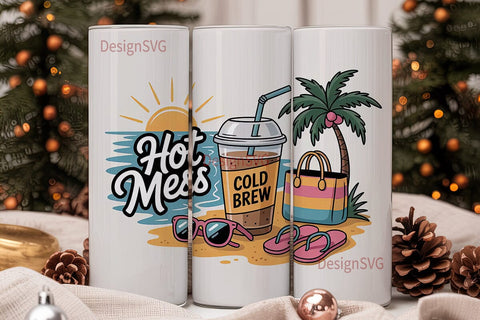 Hot Mess Cold Brew 20oz Tumbler Sublimation DesignSVG 