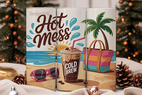 Hot Mess Cold Brew 20oz Tumbler Sublimation DesignSVG 