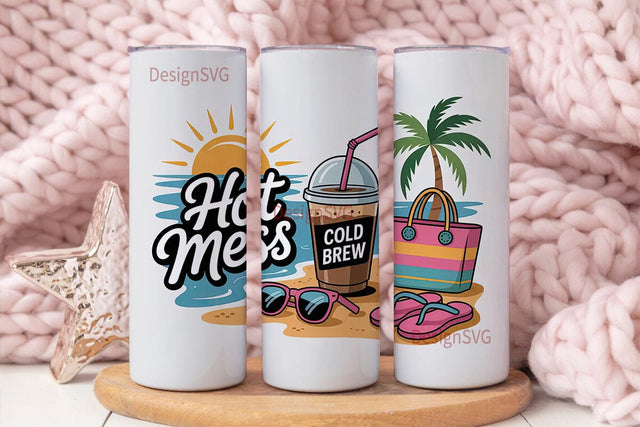 Hot Mess Cold Brew 20oz Tumbler Sublimation DesignSVG 