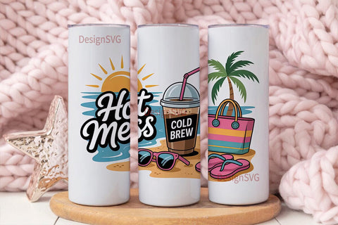 Hot Mess Cold Brew 20oz Tumbler Sublimation DesignSVG 