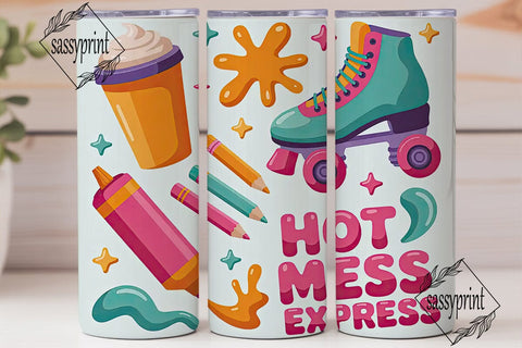 Hot Mess Express 20oz Tumbler Wrap Sublimation sassyprint 