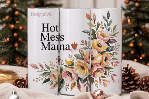 Hot Mess Mama 20oz Tumbler Wrap Sublimation DesignSVG 