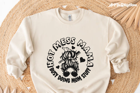 Hot mess mama svg, Busy doing mom stuff, Messy bun svg SVG Artinrhythm shop 