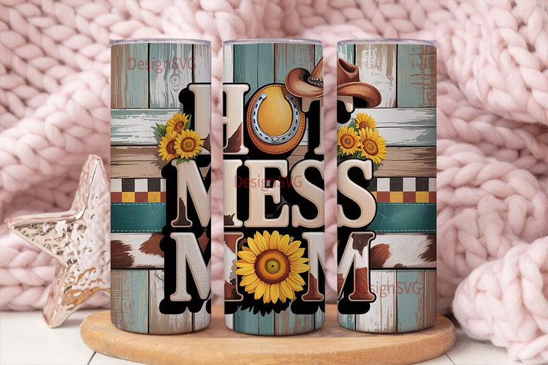 Hot Mess Mom 20oz Tumbler Wrap Sublimation DesignSVG 