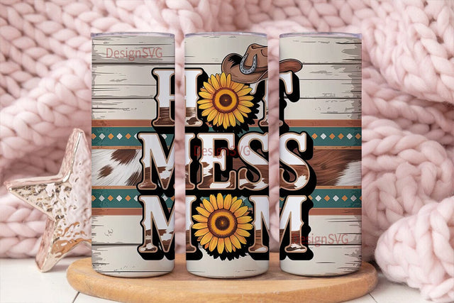 Hot Mess Mom 20oz Tumbler Wrap Sublimation DesignSVG 