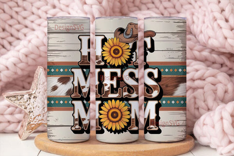 Hot Mess Mom 20oz Tumbler Wrap Sublimation DesignSVG 
