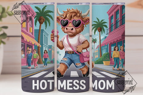 Hot Mess Mom 20oz Tumbler Wrap Sublimation sassyprint 