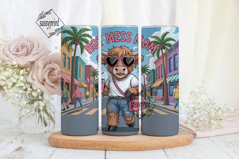 Hot Mess Mom 20oz Tumbler Wrap Sublimation sassyprint 