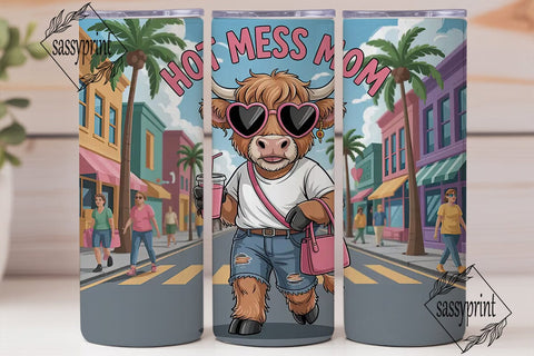 Hot Mess Mom 20oz Tumbler Wrap Sublimation sassyprint 