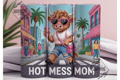 Hot Mess Mom 20oz Tumbler Wrap Sublimation sassyprint 