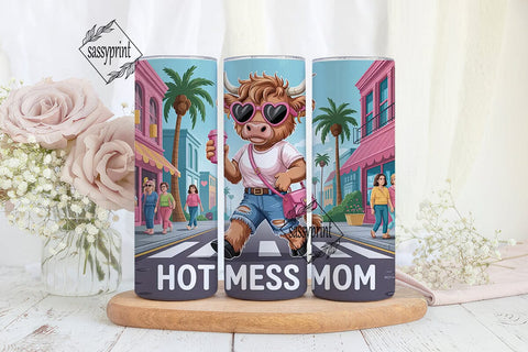 Hot Mess Mom 20oz Tumbler Wrap Sublimation sassyprint 
