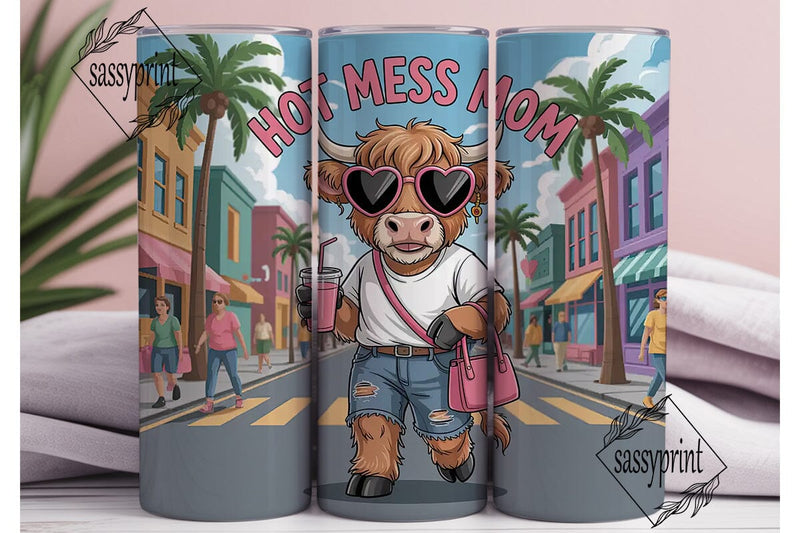Hot Mess Mom 20oz Tumbler Wrap Sublimation sassyprint 