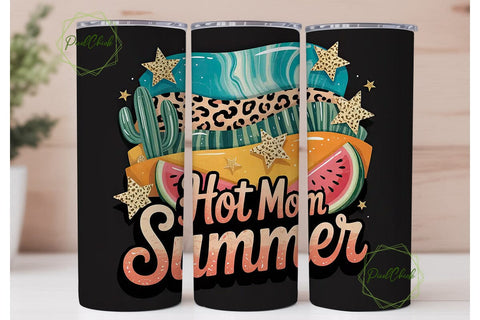 Hot Mom Summer 20oz Tumbler Wrap Sublimation PixelChick 