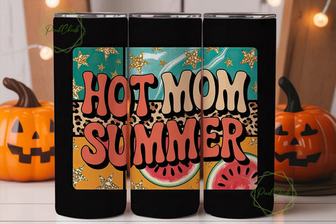 Hot Mom Summer 20oz Tumbler Wrap Sublimation PixelChick 